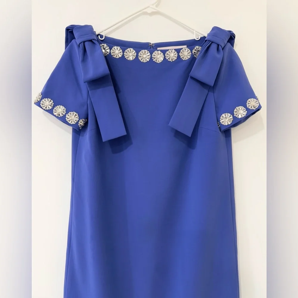 CAROLINA HERRERA Crystal-Trim Boatneck Column Gown With Shoulder Bows Maxi Dress - Picture 5 of 15